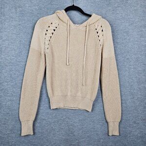 Heartloom Women ivory Pull over Long Sleeve Hoodie Sweater Size S